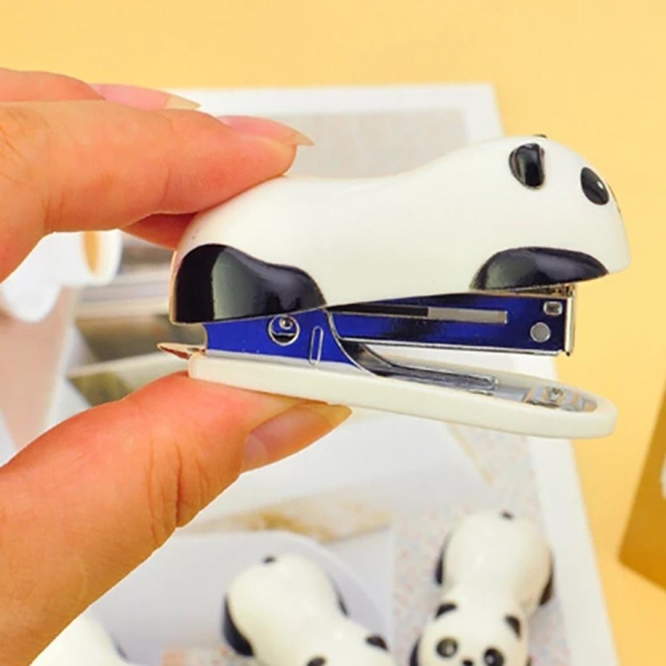 New Panda Mini Desktop Stapler Hand Office Student School Home Stapler Paper 