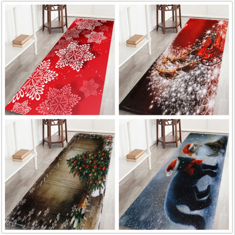 Christmas Pattern Household Non-slip Floor Mats for Home Decoration, Size :40x120cm(Snowflake)