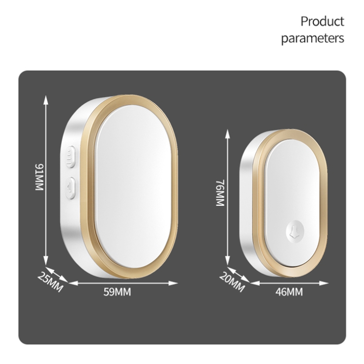 CACAZI A99 Home Smart Remote Control Doorbell Elderly Pager, Style:EU Plug(Black Gold) - B5