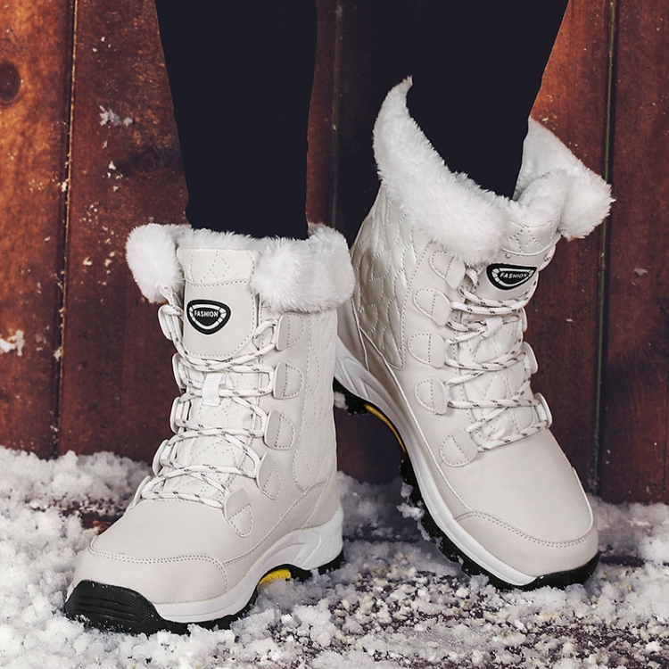 Botas altas más botas de nieve cálidas gruesas de terciopelo, tamaño: 41  (blanco)