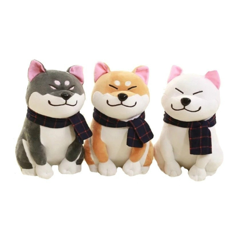 カップルスカーフ柴犬犬ぬいぐるみ、カラー：グレー、サイズ：25cm