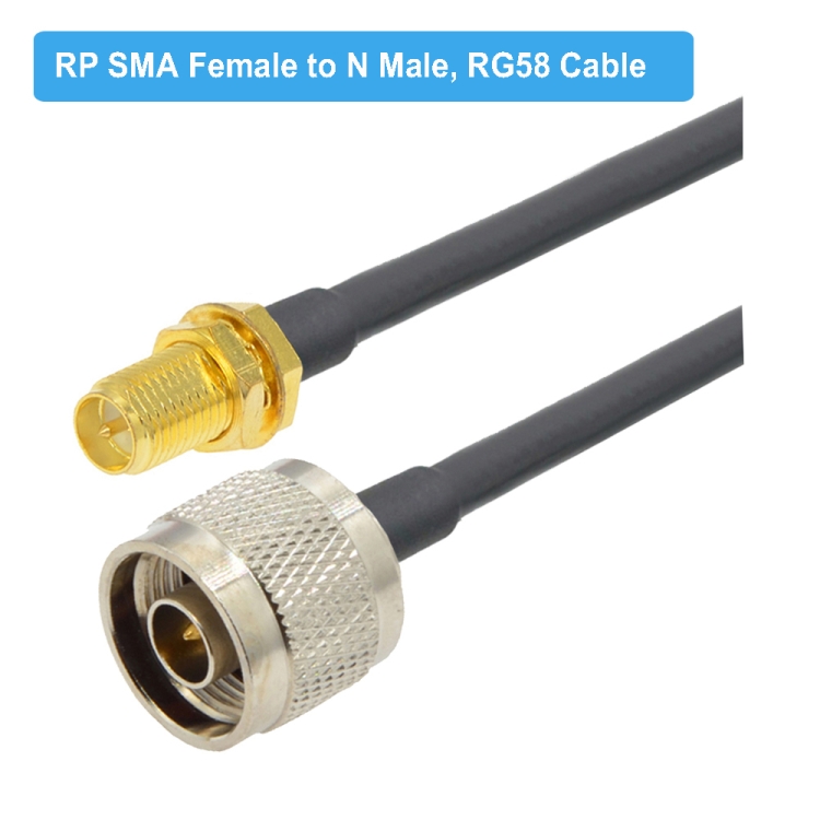 RP-SMA Female To N Male RG58 Coaxial Adapter Cable, Cable Length:1.5m