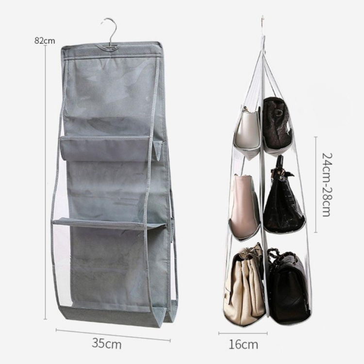 6 Pockets 3 Layers Foldable Hanging Bag Shelf Bag Purse Handbag