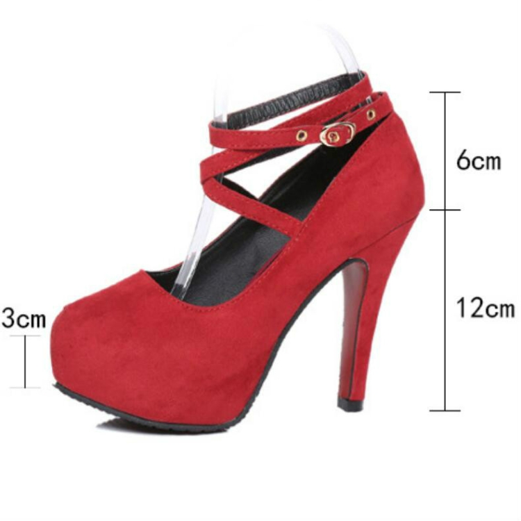 Women Shoes Round Toe Stiletto High Heels, Size:39(Red)