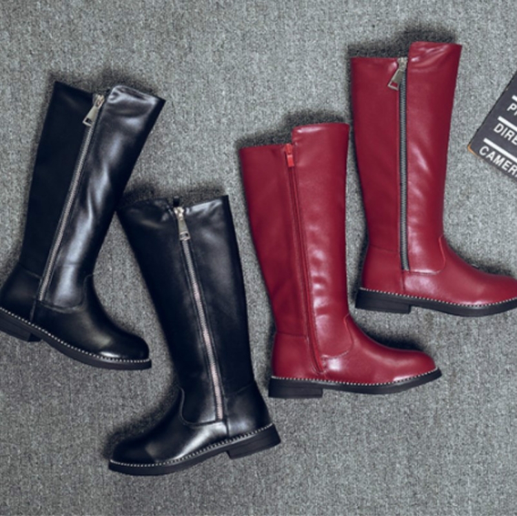Botas de nieve altas de cuero para niñas de invierno, tamaño: 36, color: botas  negras de algodón grueso