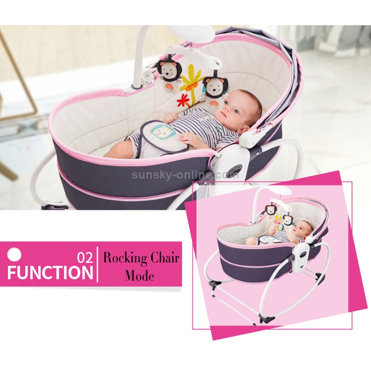 Lit de berceau multifonctionnel pour bébé Chaise berçante réconfortante à  vibrations électriques cinq-en-un intelligente (rose violet)