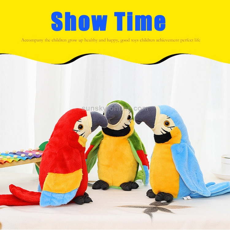 Plush Talking Repeating Parrot Stuffed Animal Toy Gift Education Toys 29cm 