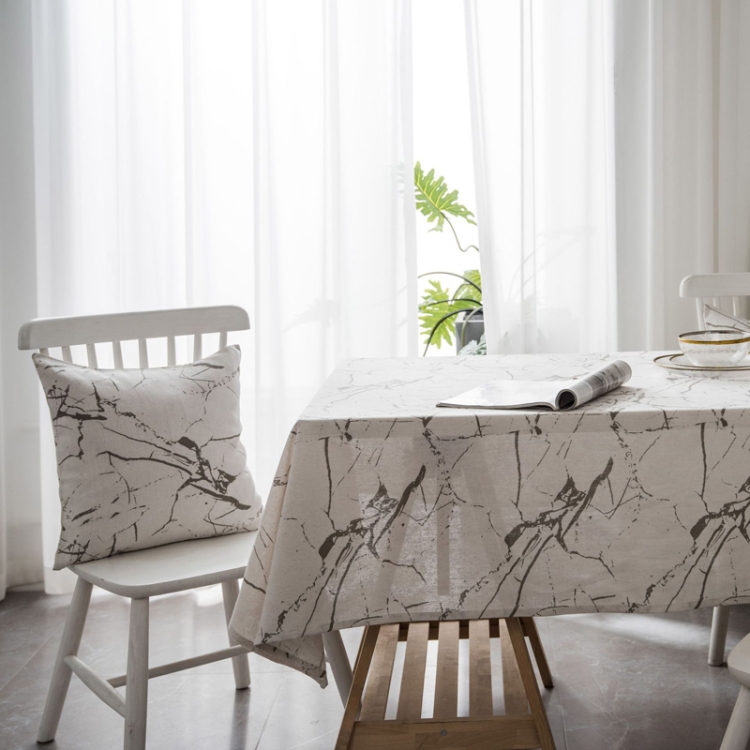 Marble Pattern Minimalist Tablecloth Cover Table Cloth Cotton Linen Dust-proof  Cabinet Cloth, Size:140x160cm(White)