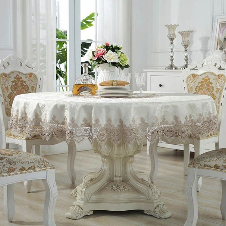 European Classical Round Tablecloth for Table Decor Jacquard Lace Elegant 