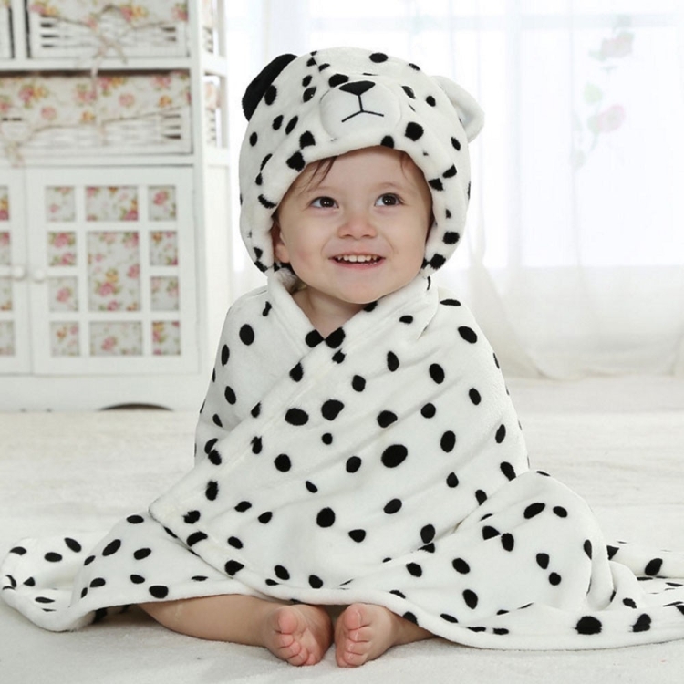 Baby Animal Shape Hooded Cape Bath Towel, Size:100×75cm(White Bear)