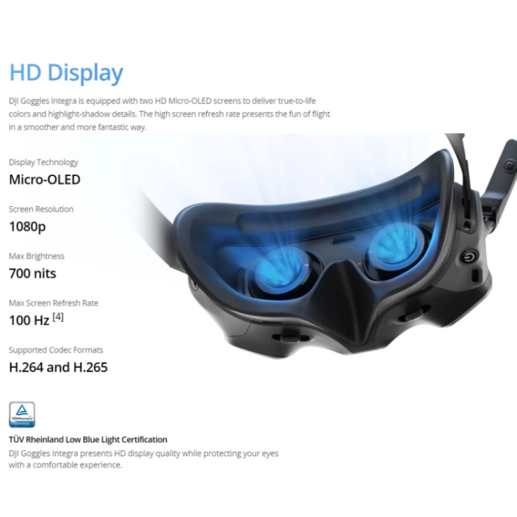 Gafas originales DJI Integra con dos pantallas Micro-OLED de 1080p con frecuencia de actualización de hasta 100 Hz - 6
