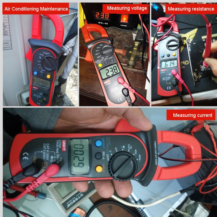 UNI-T UT202+ ดิจิตอลแคลมป์มัลติมิเตอร์เครื่องตรวจจับแรงดันไฟฟ้า AC/DC