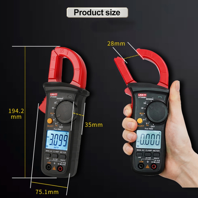 UNIT UT200A+ 400A Digital Clamp Multimeter AC/DC Voltage Detector