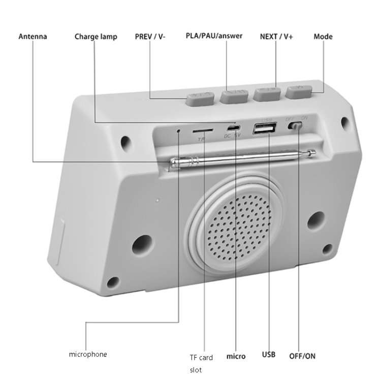 TYX-TV Mobile Phone Desktop Stand Retro Cute Speaker Radio, Color:Light Grey(Bluetooth Models) TYX-TV Mobile Phone Desktop Stand Retro Cute Speaker Radio, Color:Light Grey(Bluetooth Models)