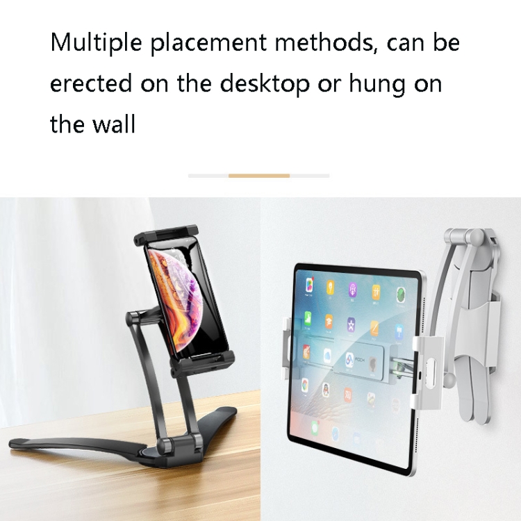 Multifunctional Mobile Phone Tablet Wall Hanging Desktop Aluminum Alloy Holder with Wall Base(Silver Gray) Multifunctional Mobile Phone Tablet Wall Hanging Desktop Aluminum Alloy Holder with Wall Base(Silver Gray)