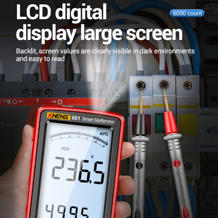 Multimètre numérique ANENG 683 avec câble combiné rouge
