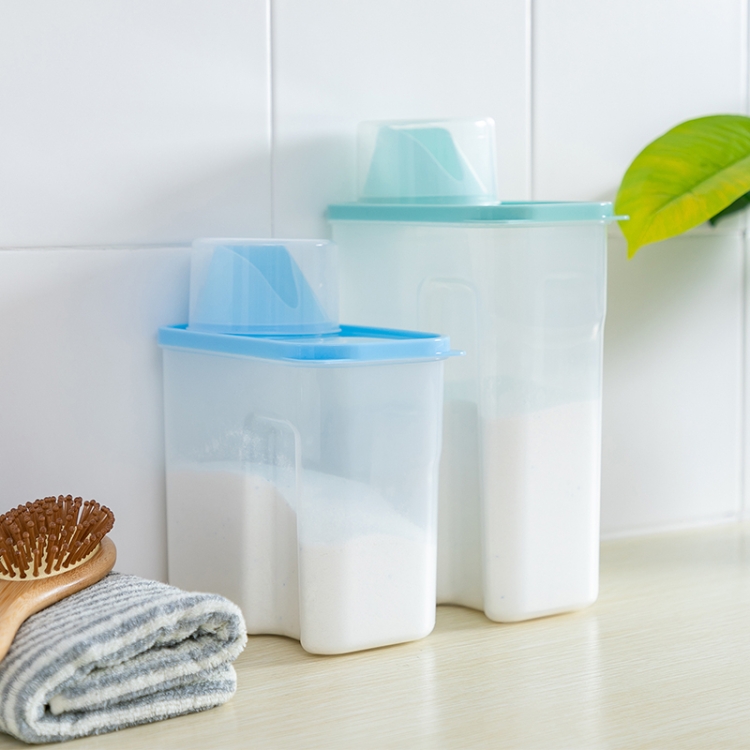 Récipient de stockage de boîte de stockage de poudre à laver transparente  en plastique domestique 3L (vert)