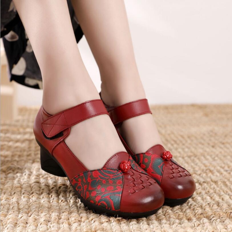 Zapatos de Mujer Zapatos de Piel, Talla: 34 (Rojo)