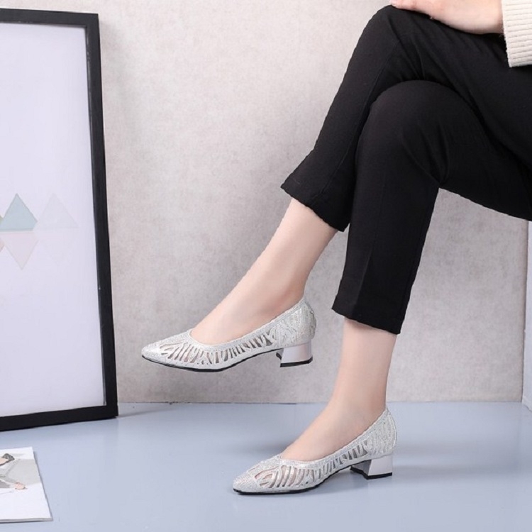 Женская обувь, туфли-лодочки со стразами, размер: 41 (бежевый, белый)