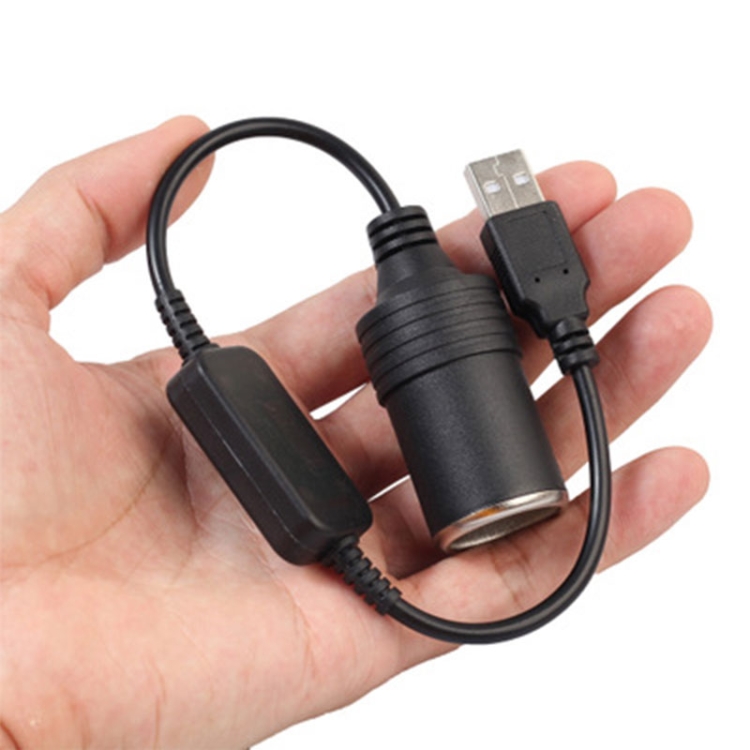 Car Converter Adapter Wired Controller USB to Cigarette Lighter Socket 5V to 12V Boost Power Adapter Cable(Black) - 4