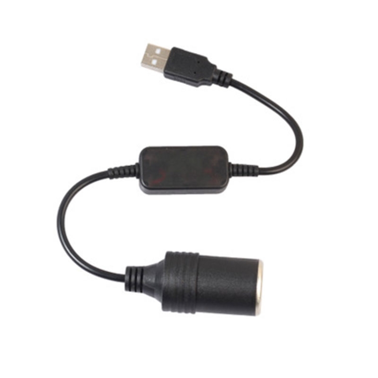 Car Converter Adapter Wired Controller USB to Cigarette Lighter Socket 5V to 12V Boost Power Adapter Cable(Black) - 5