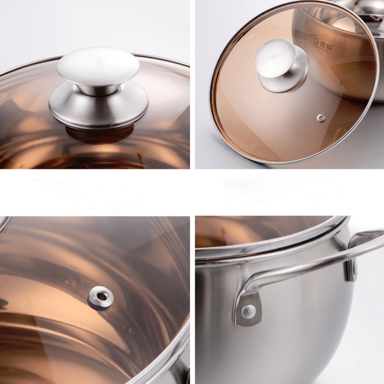 OEM Si Gang 24CM Stainless Steel Drum-shaped Large-capacity Extra Thick  Soup Pot