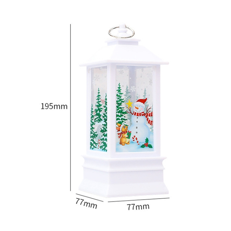 Christmas Flame Lantern Christmas Decoration LED Luminous Ornament  Candlestick Lamp, Size: Large 77 x 77 x 195mm(White Snowman)