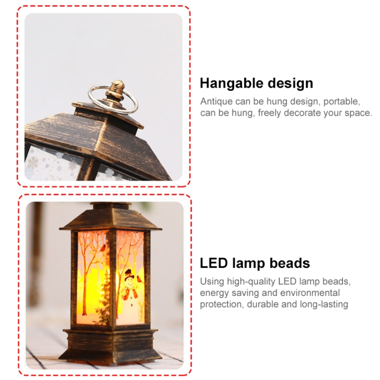 Christmas Flame Lantern Christmas Decoration LED Luminous Ornament  Candlestick Lamp, Size: Large 77 x 77 x 195mm(White Snowman)