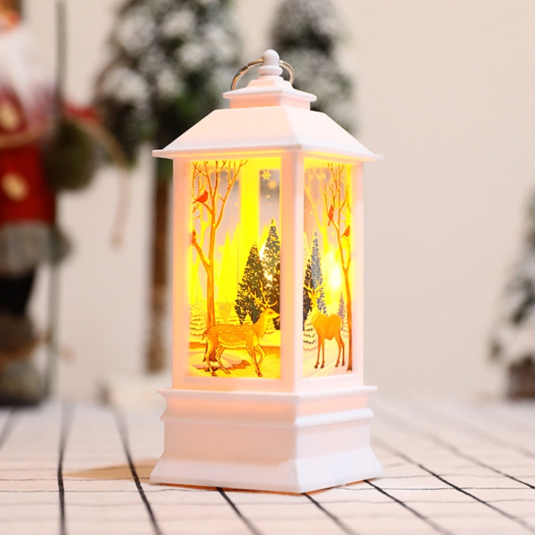 Christmas Flame Lantern Christmas Decoration LED Luminous Ornament  Candlestick Lamp, Size: Large 77 x 77 x 195mm(White Snowman)