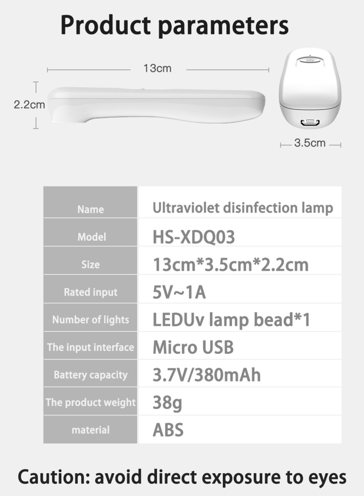 Portable UV Light Sterilizer Sterilization Stick Disinfection Ultraviolet Lamp(White) - 14