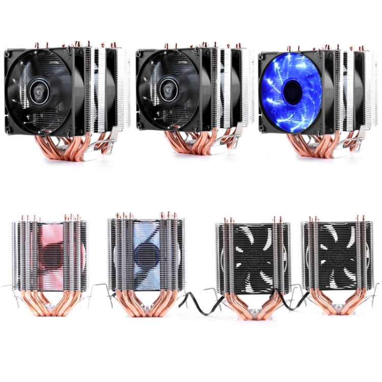 Desktop Computer 6 Copper Tube CPU Radiator Super Quiet Red Light 3-pin ...