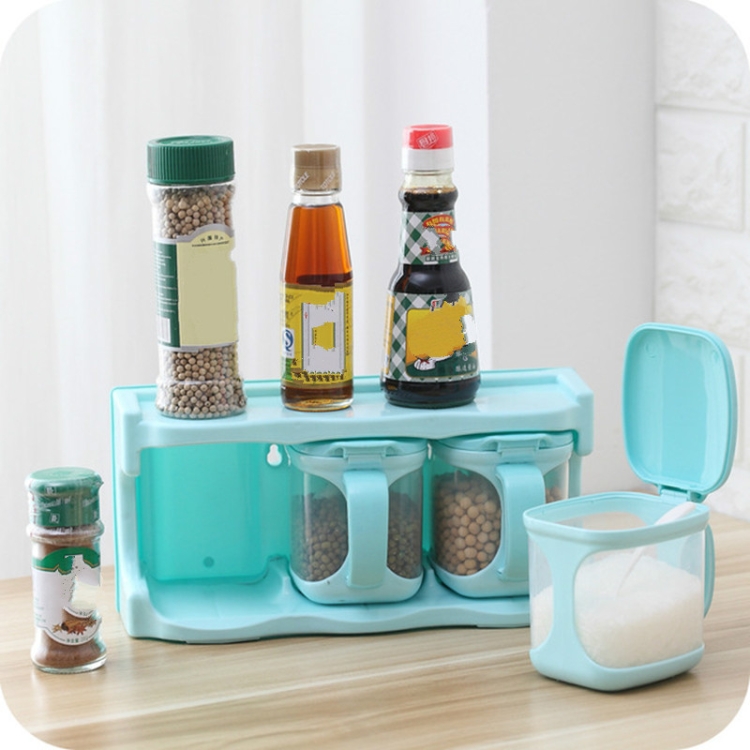 Kitchen 4 Grids Spice Box Combination Set Condiment Container