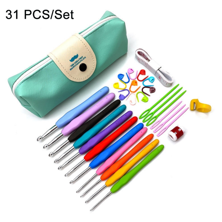 31pcs Crochet Hook Set Black Gold Crochet Hooks Ergonomic Crochet