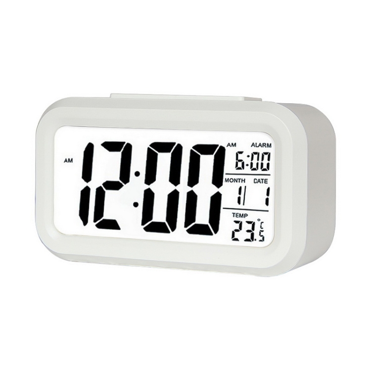 Reloj despertador digital LED de madera, muestra la hora y la temperatura,  cargador USB en cubo, 3 pilas AAA, control de sonido, reloj despertador