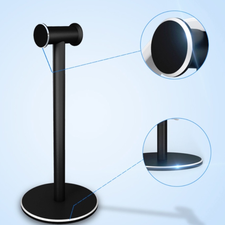 Soporte para auriculares de metal montado en la cabeza Soporte de exhibición de escritorio para café de Internet (negro) - 2