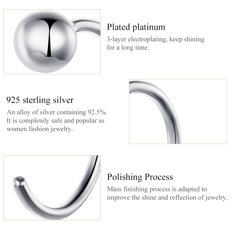 Sterling Silver Earrings Simple Platinum-plated Earrings Temperament Small Ball Earrings - 4