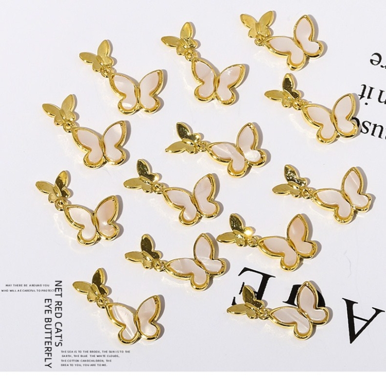 10 PCS Schmetterling Nail Art Zubehör Golden Dreidimensionales Katzenauge  Schmetterling Zirkon DIY Nageldekoration Zubehör (Gold 1