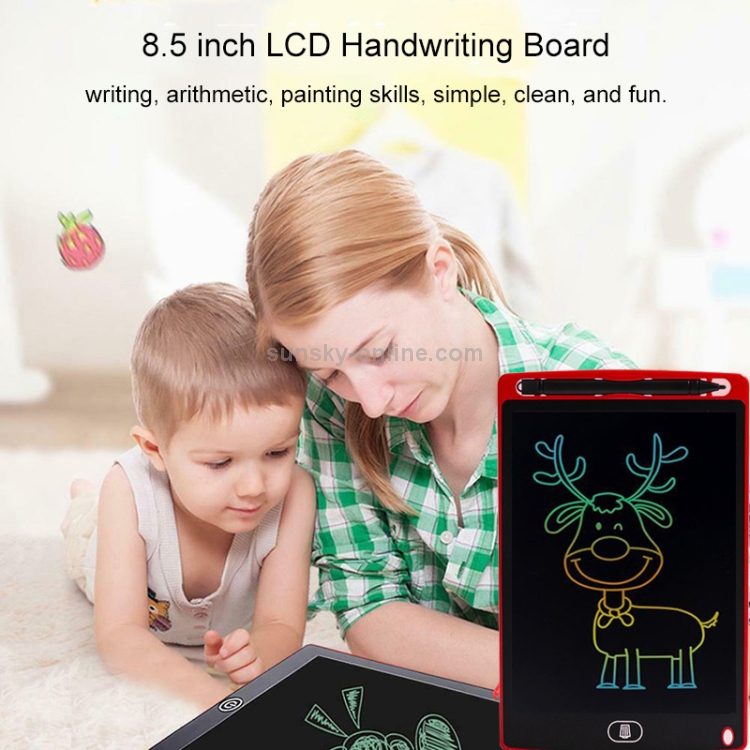 Tablero de escritura LCD de 8.5 pulgadas para niños, tablero de escritura de graffiti, estilo: colorido, color del marco: verde - 8