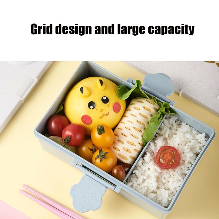 Wheat straw three grid lunch box, children's bento box, household use