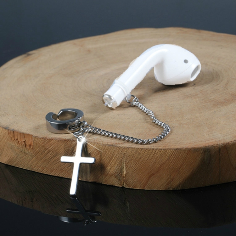 10 PCS A00114 Wireless Bluetooth Headset Anti-lost Titanium Steel Non-fading Earrings, Style:Ear Clip Cross 10 PCS A00114 Wireless Bluetooth Headset Anti-lost Titanium Steel Non-fading Earrings, Style:Ear Clip Cross