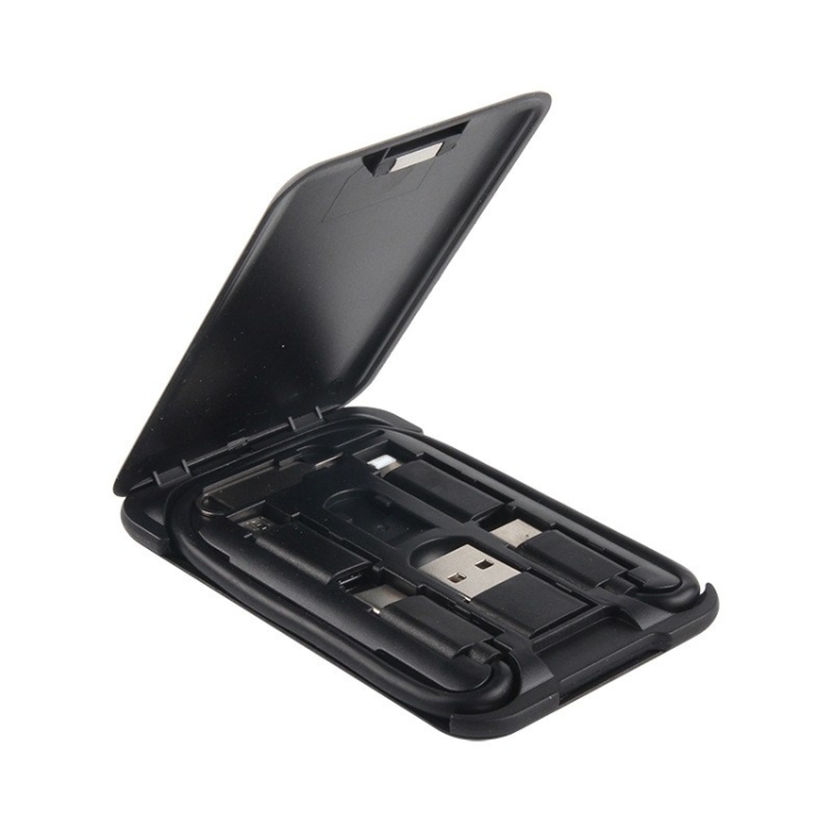 Data Cable Card Storage Box with Mobile Phone Holder & Card Picking Pin(Black)