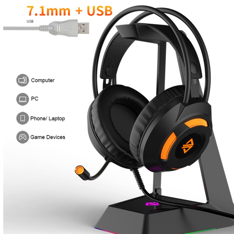 Smailwolf A1 Casque USB USB de jeu lumineux RVB avec microphone (noir)