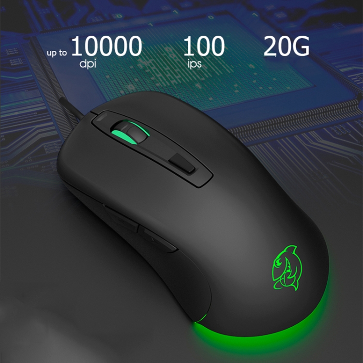 Ajazz DMG110 10000 DPI Mouse para juegos de escritorio RGB iluminado con botón programable, Longitud del cable: 1,6 m - 5