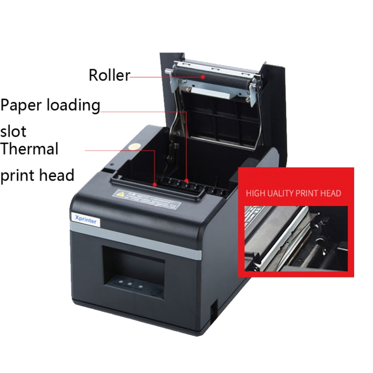 Xprinter XP-N160II Impresora térmica de boletos Impresora de recibos Bluetooth, Estilo: Enchufe de la UE (Gris) - 2