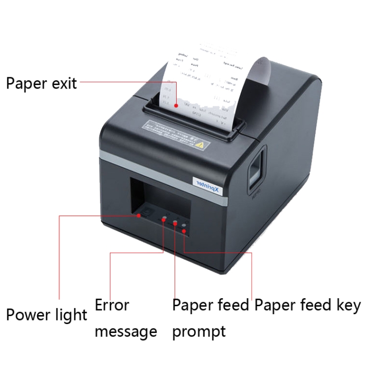 Xprinter XP-N160II Impresora térmica de boletos Impresora de recibos Bluetooth, Estilo: Enchufe de la UE (Gris) - 4