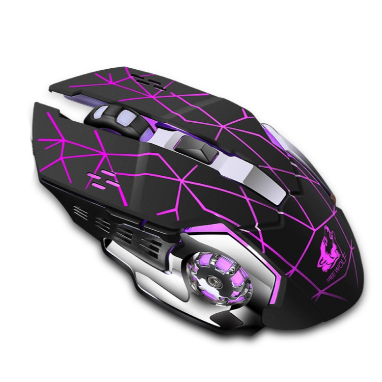 FREEDOM-WOLF X8 2400 DPI 6 teclas 2.4G Carga inalámbrica Silent Luminous Gaming Mechanical Mouse (Star Black) - 1