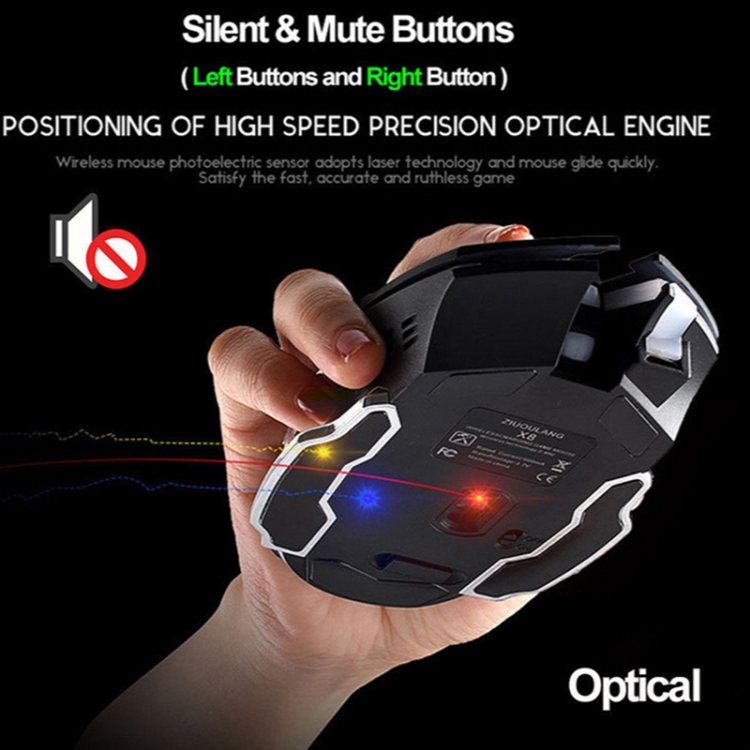 FREEDOM-WOLF X8 2400 DPI 6 teclas 2.4G Carga inalámbrica Silent Luminous Gaming Mechanical Mouse (Star Black) - 10