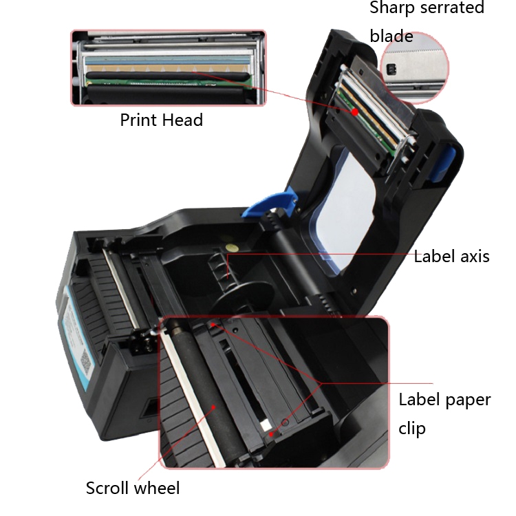 Xprinter XP-370B Impresora de códigos de barras Autoadhesiva Impresora de códigos QR Etiqueta de ropa Etiqueta térmica Máquina de billetes - 3