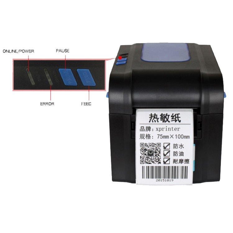 Xprinter XP-370B Impresora de códigos de barras Autoadhesiva Impresora de códigos QR Etiqueta de ropa Etiqueta térmica Máquina de billetes - 4