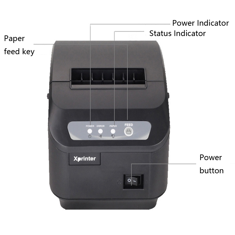 Xprinter XP-Q200II Impresora térmica de recibos pequeños Impresora de recibos de cocina y catering Cortador de 80 mm, Tipo de interfaz: Interfaz USB COM (enchufe de EE. UU.) - 4